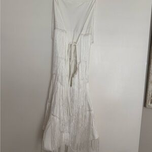 White Fringe Maxi Dress